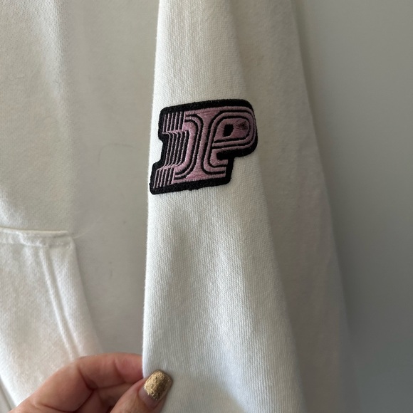 PINK Victoria's Secret White Zip Hoodie with Logo Tag - Picture 3 of 5